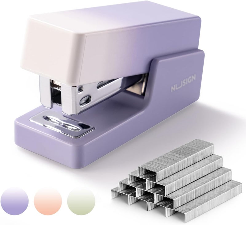 NUSIGN Mini Stapler with 830 Staples, Small Cute Desk Staplers, 25 Sheet Capacity, Purple-White Gradient - Image 1